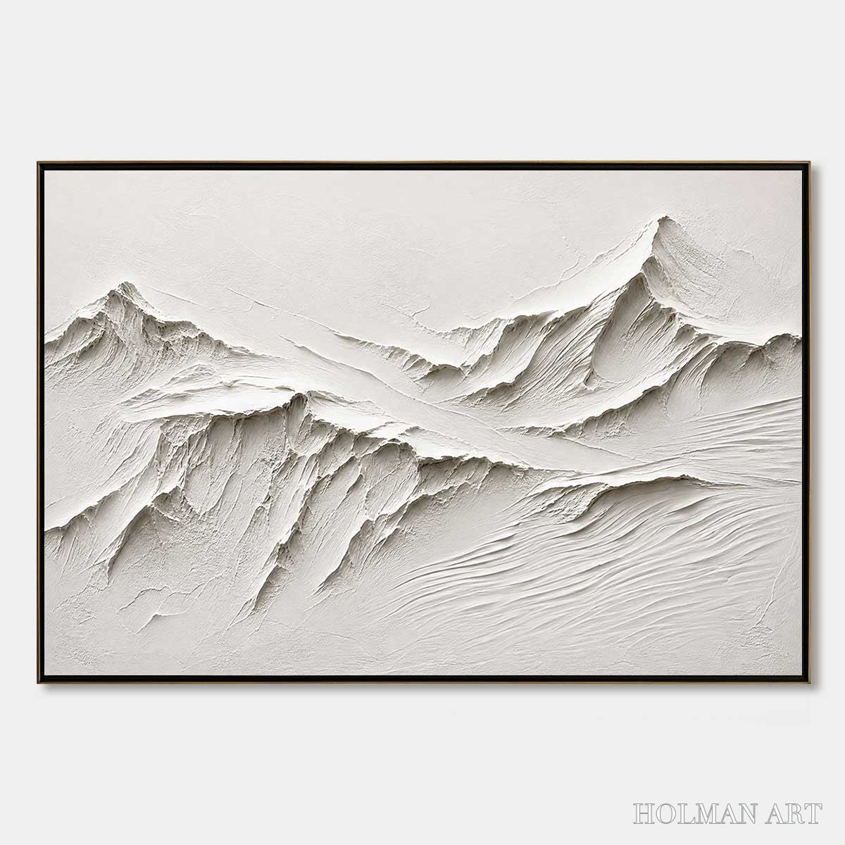 HOLMAN ART Terra Alba White Textured Mountain Painting | Abstract - image 1