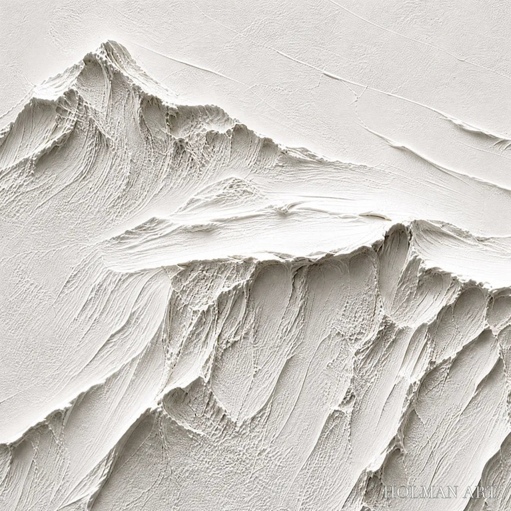 HOLMAN ART Terra Alba White Textured Mountain Painting | Abstract - image 3
