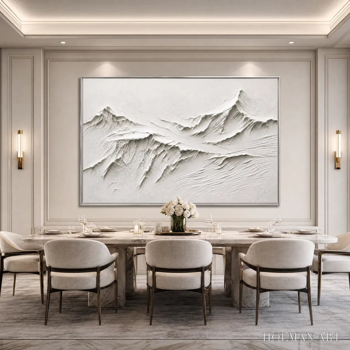 HOLMAN ART Terra Alba White Textured Mountain Painting | Abstract - image 4