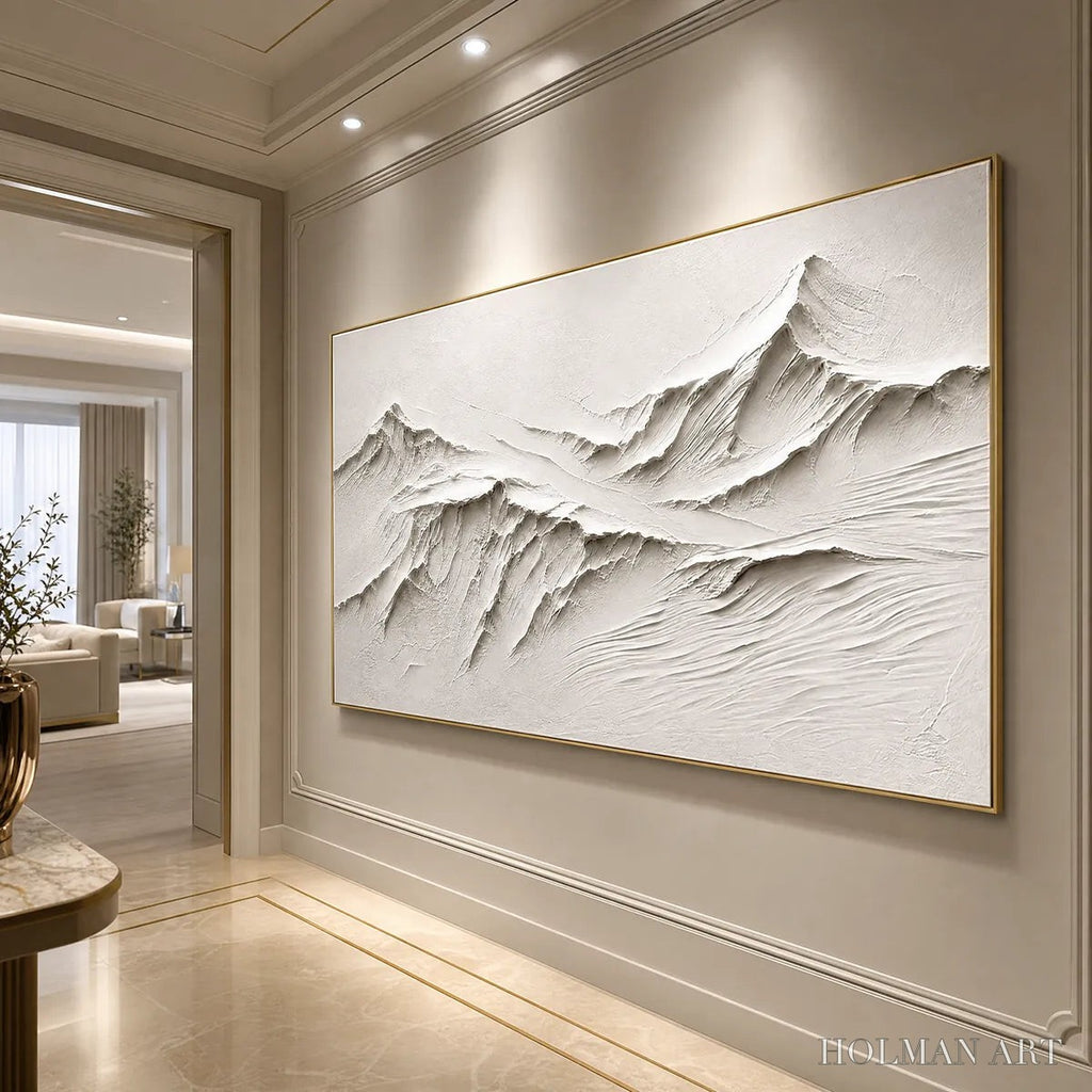 HOLMAN ART Terra Alba White Textured Mountain Painting | Abstract - image 5