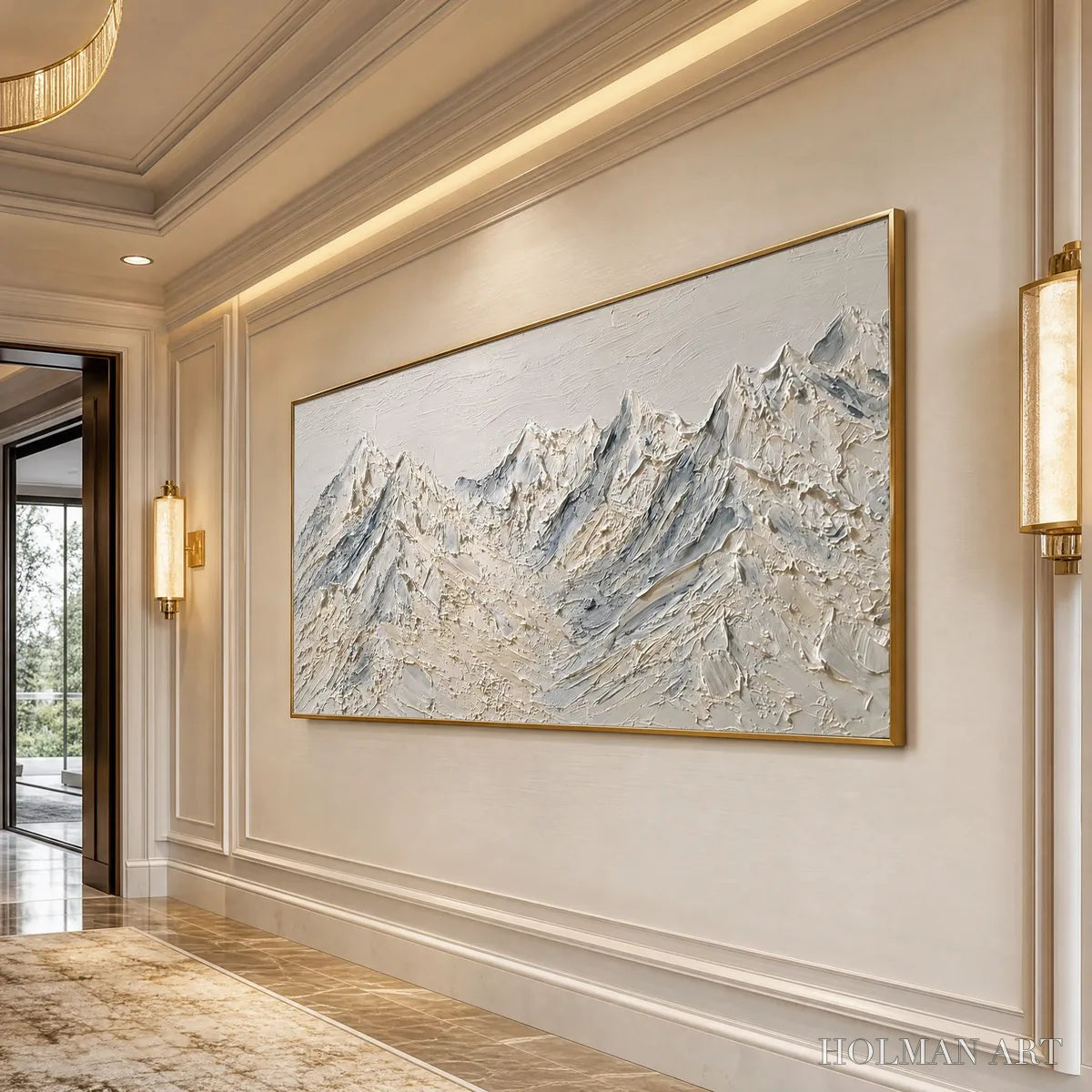 HOLMAN ART Alpine Serenity White Textured Mountain Landscape Oil Painting - image 5
