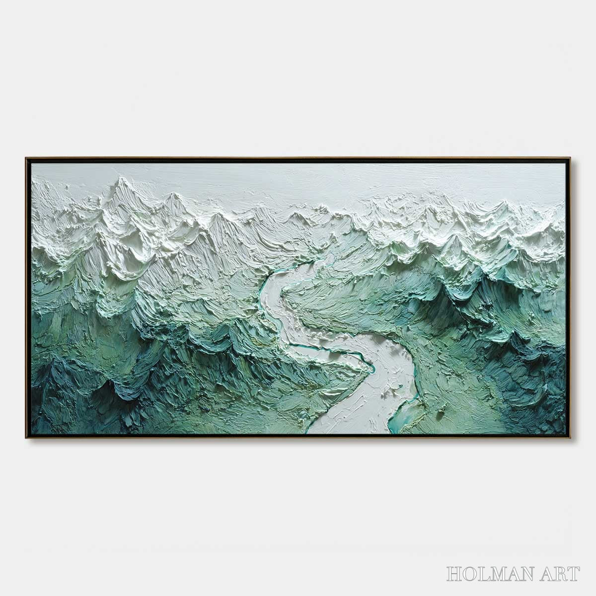 HOLMAN ART Alpine Current – Textured Impasto Mountain River Landscape - image 1