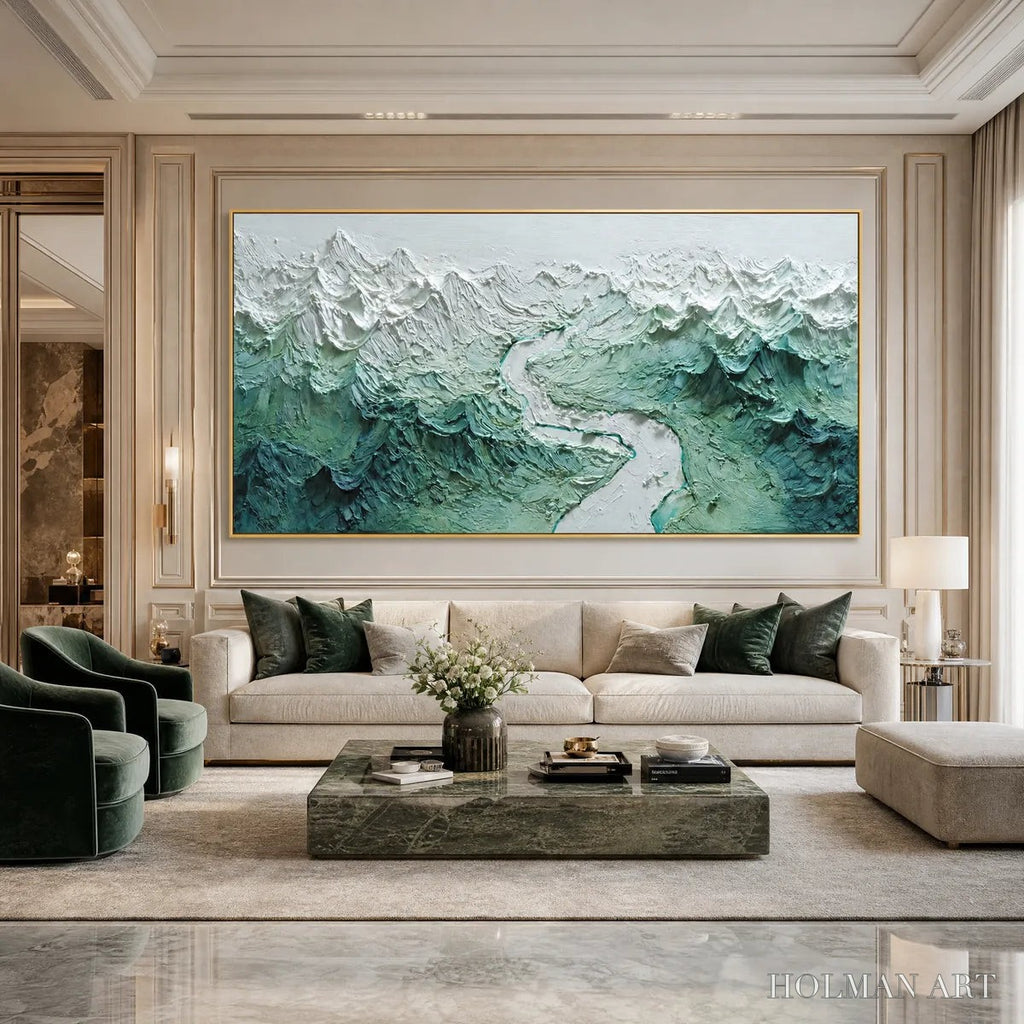 HOLMAN ART Alpine Current – Textured Impasto Mountain River Landscape - image 2
