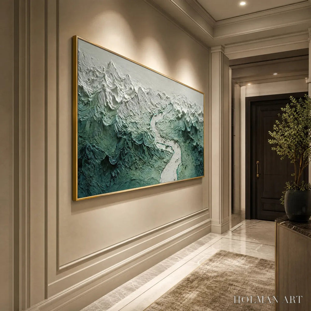 HOLMAN ART Alpine Current – Textured Impasto Mountain River Landscape - image 3
