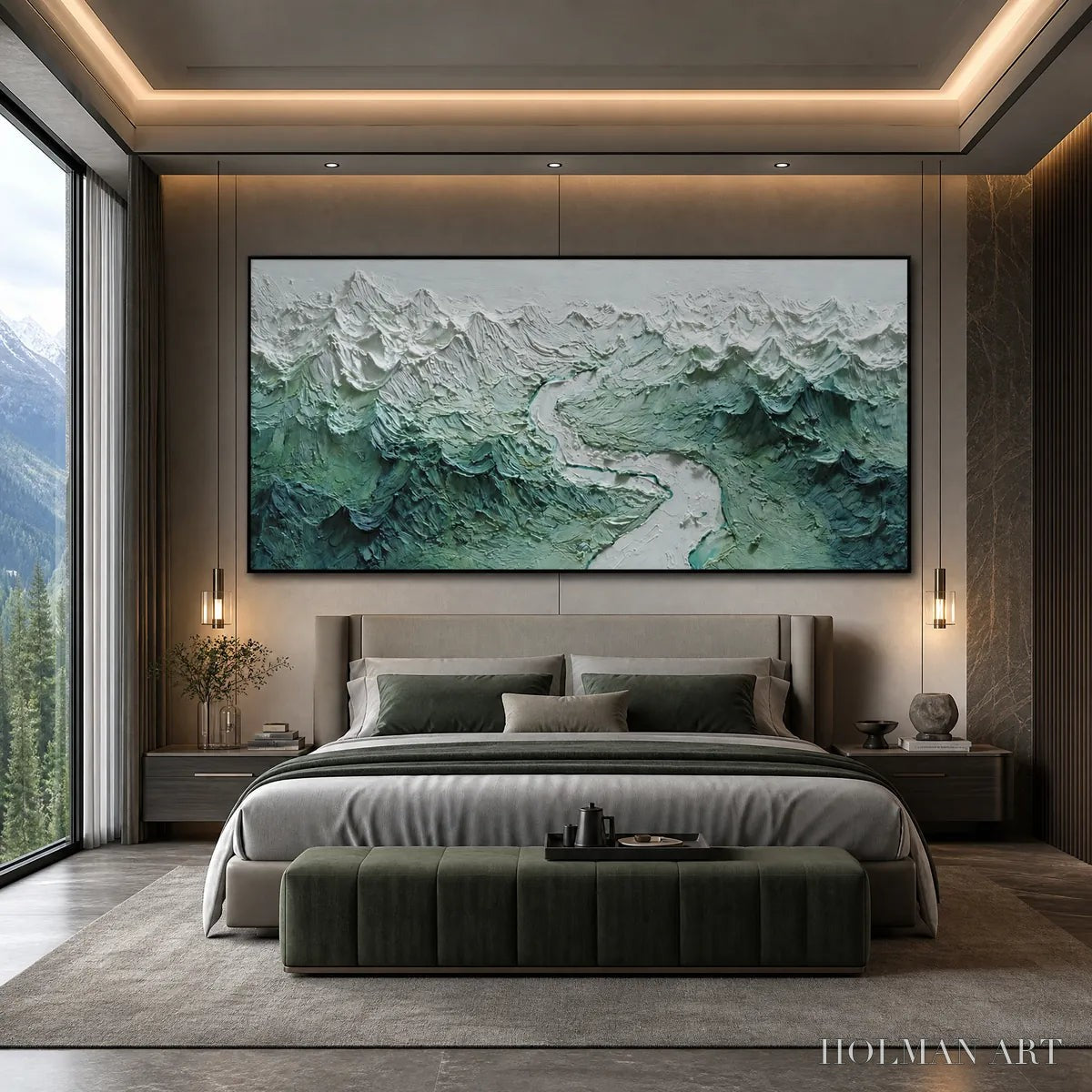 HOLMAN ART Alpine Current – Textured Impasto Mountain River Landscape - image 4
