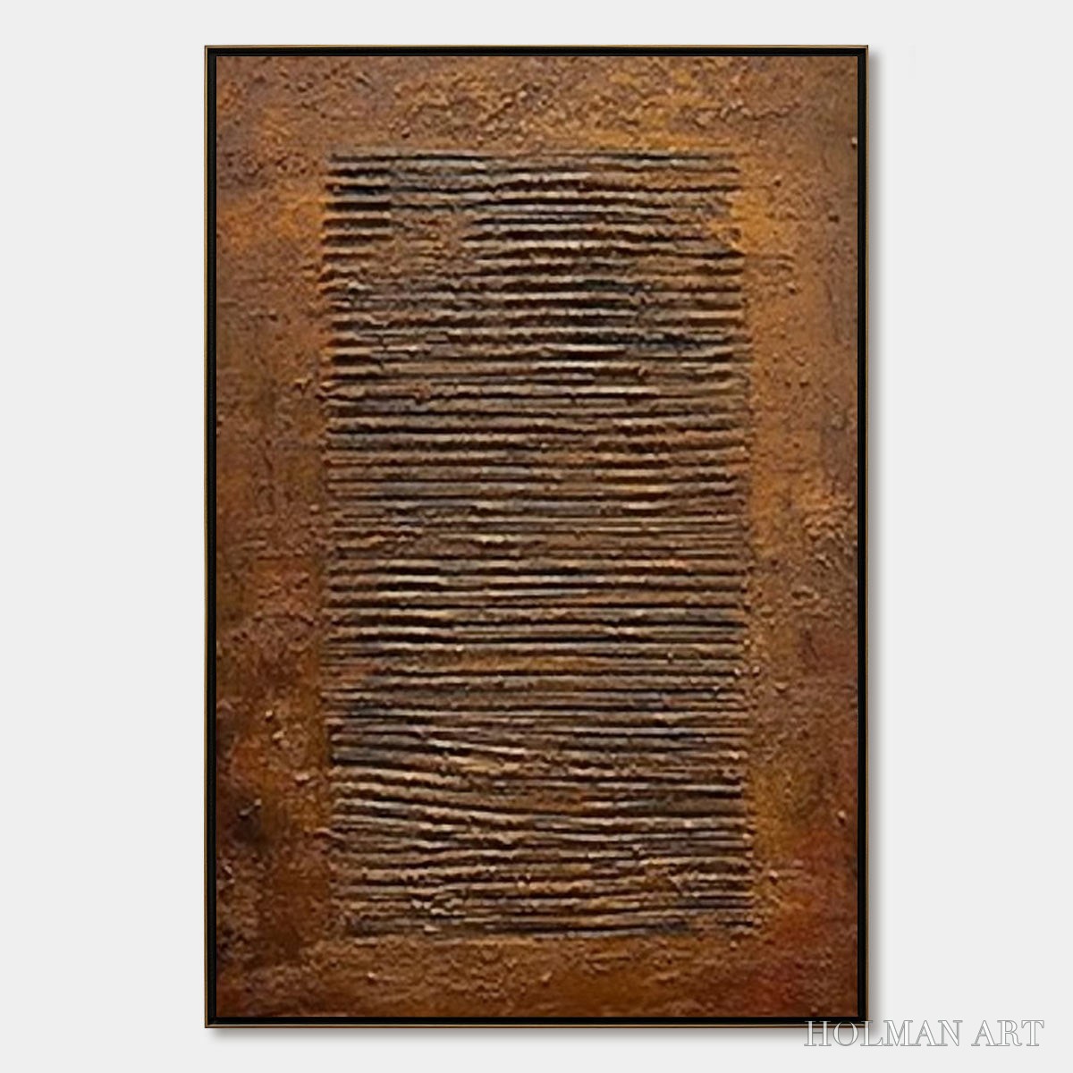 HOLMAN ART Earthen Codex – Large Textured Brown Wabi Sabi Abstract Art - image 1