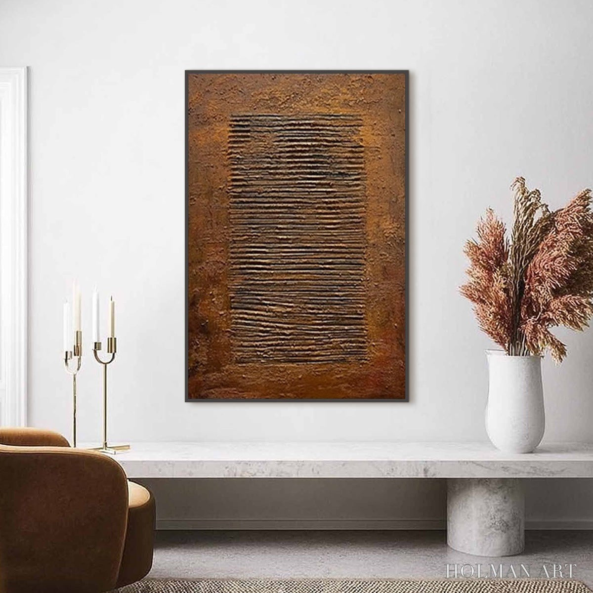HOLMAN ART Earthen Codex – Large Textured Brown Wabi Sabi Abstract Art - image 2