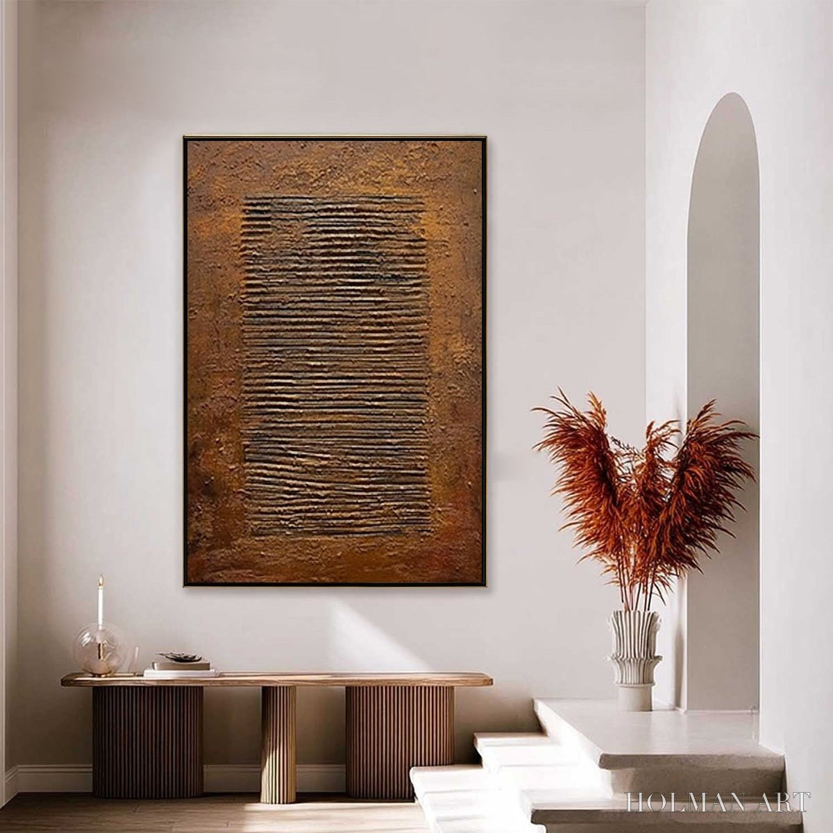 HOLMAN ART Earthen Codex – Large Textured Brown Wabi Sabi Abstract Art - image 4