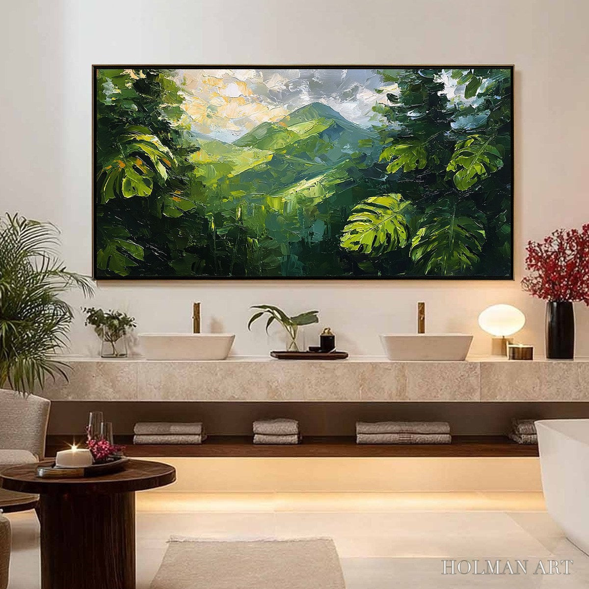 HOLMAN ART Emerald Escape – Lush Impasto Painting of a Verdant Mountain Valley - image 4