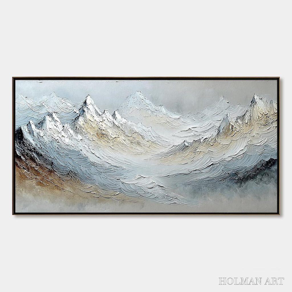 HOLMAN ART Alpine Crest – Heavily Textured Wabi Sabi Mountain Landscape Painting - image 1