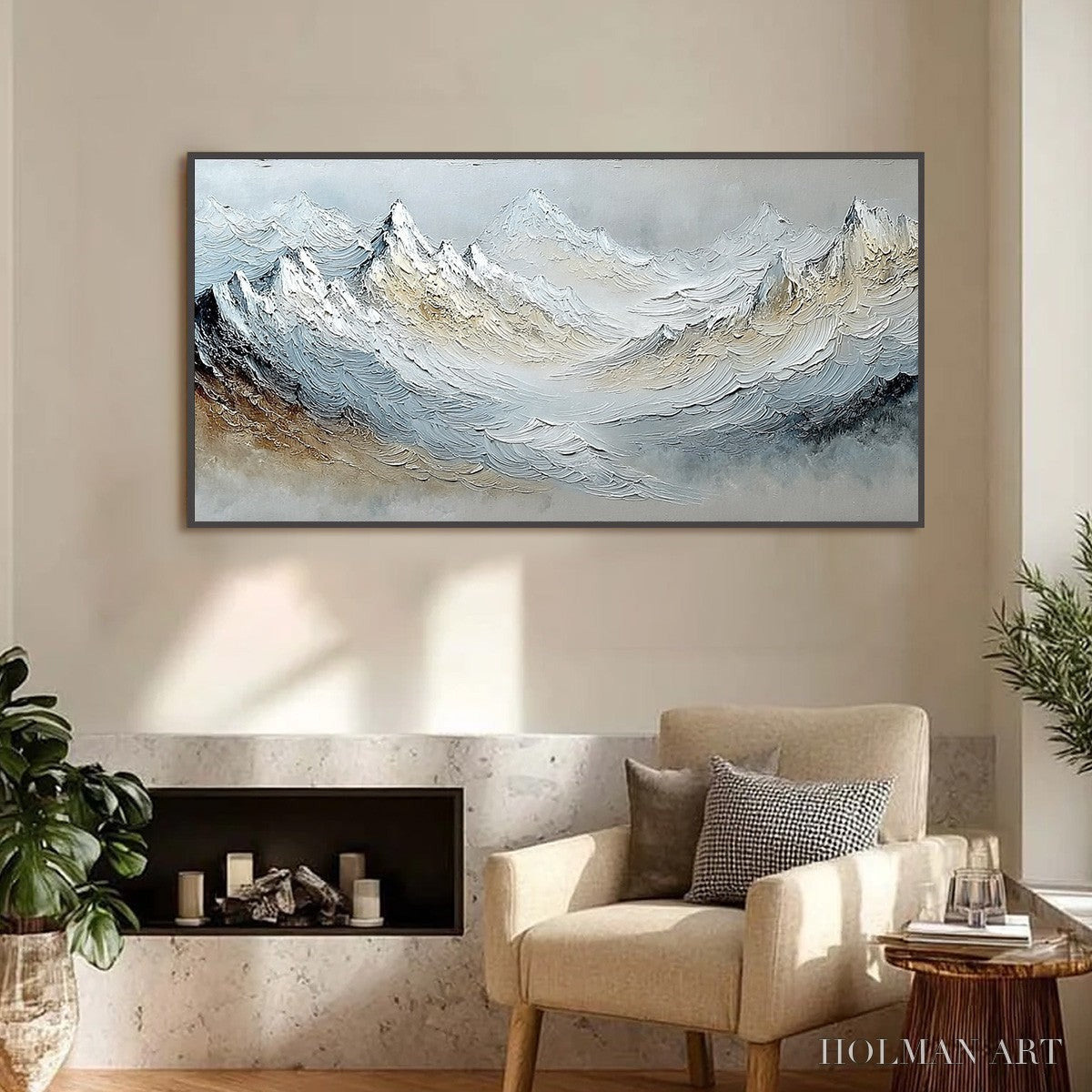 HOLMAN ART Alpine Crest – Heavily Textured Wabi Sabi Mountain Landscape Painting - image 2