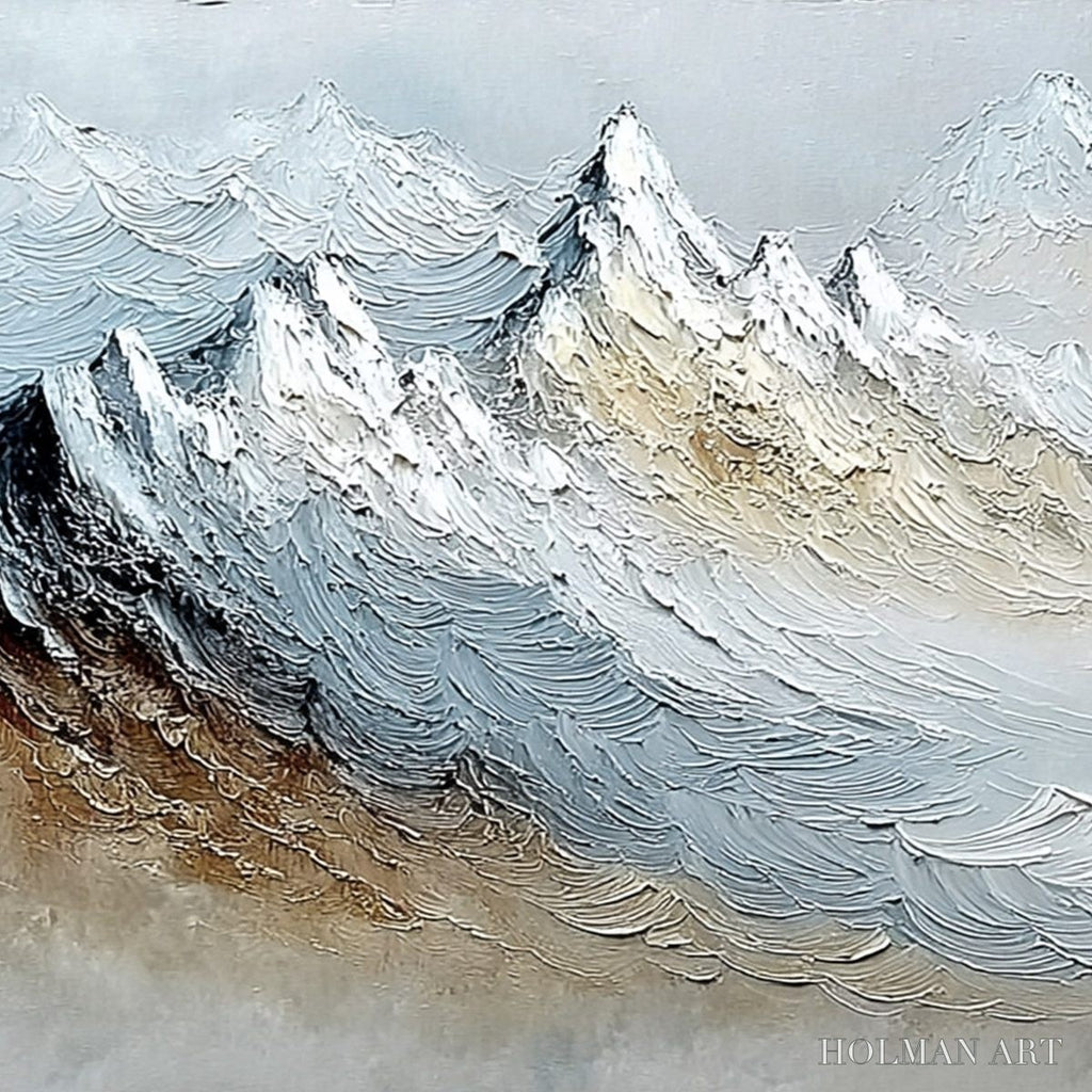 HOLMAN ART Alpine Crest – Heavily Textured Wabi Sabi Mountain Landscape Painting - image 3