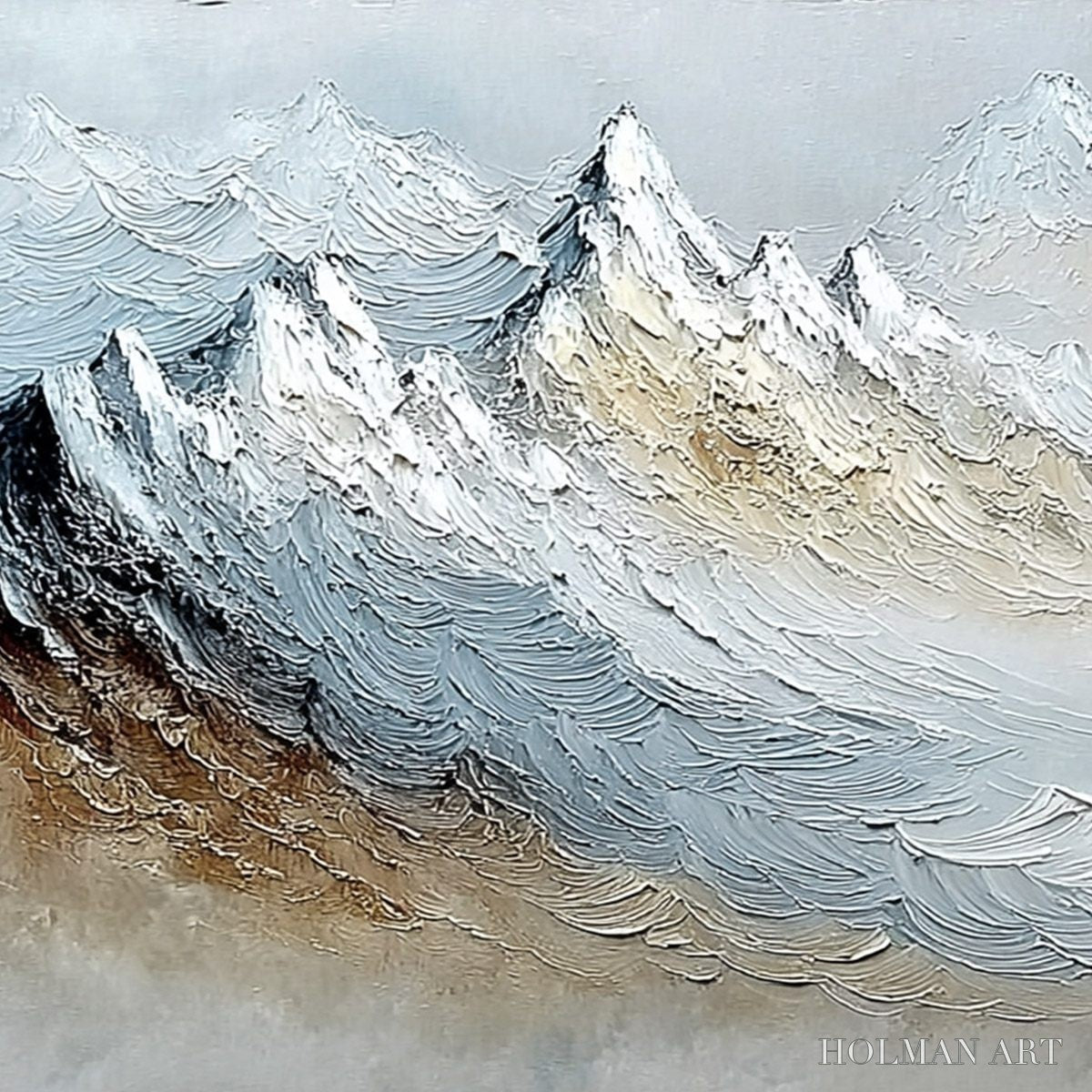 HOLMAN ART Alpine Crest – Heavily Textured Wabi Sabi Mountain Landscape Painting - image 3