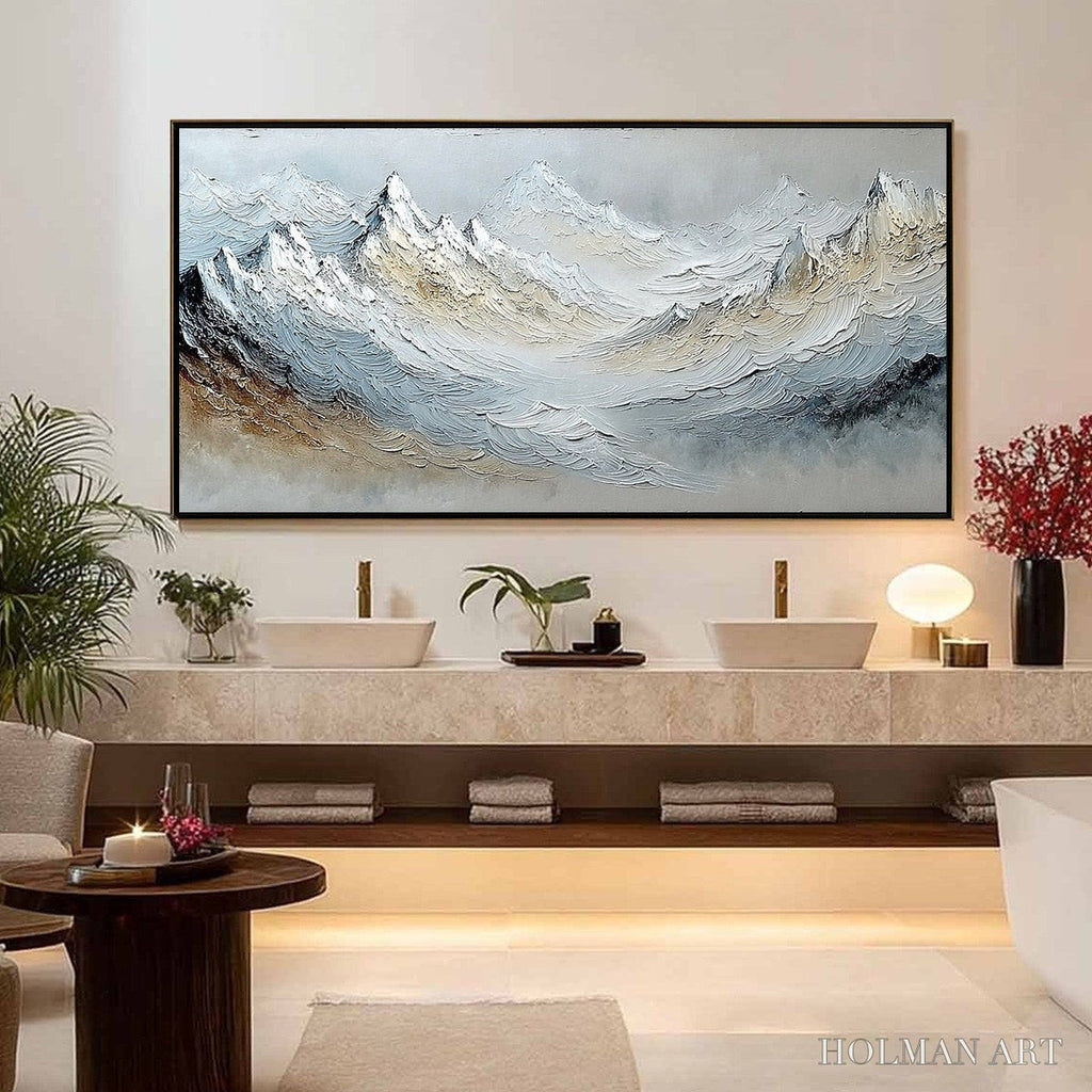 HOLMAN ART Alpine Crest – Heavily Textured Wabi Sabi Mountain Landscape Painting - image 4
