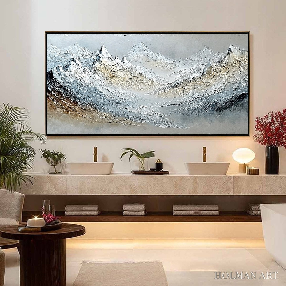 HOLMAN ART Alpine Crest – Heavily Textured Wabi Sabi Mountain Landscape Painting - image 4