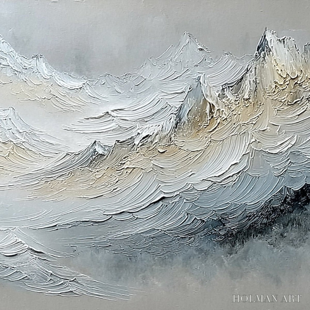 HOLMAN ART Alpine Crest – Heavily Textured Wabi Sabi Mountain Landscape Painting - image 5