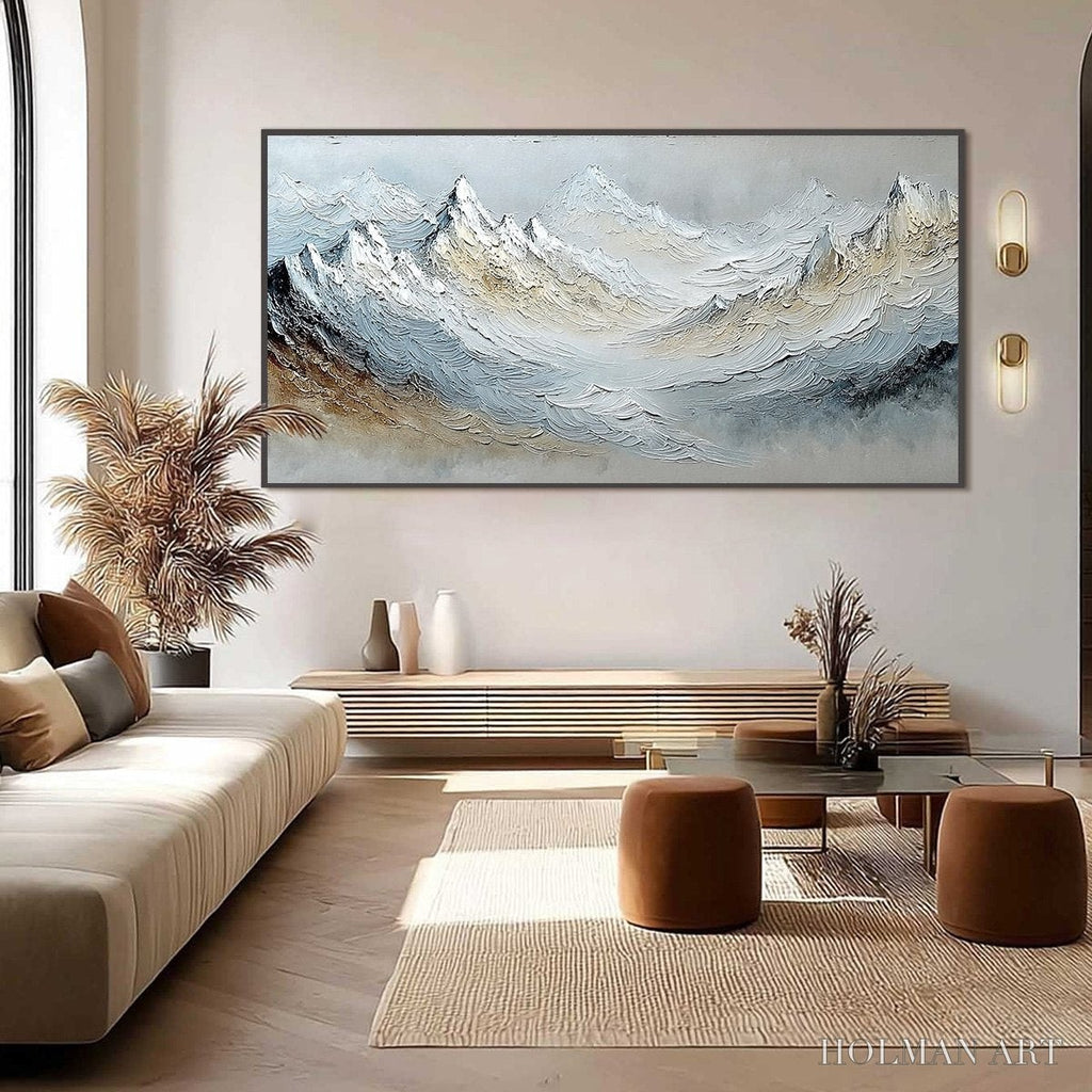 HOLMAN ART Alpine Crest – Heavily Textured Wabi Sabi Mountain Landscape Painting - image 6