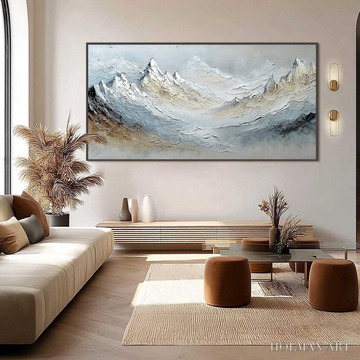 HOLMAN ART Alpine Crest – Heavily Textured Wabi Sabi Mountain Landscape Painting - image 6