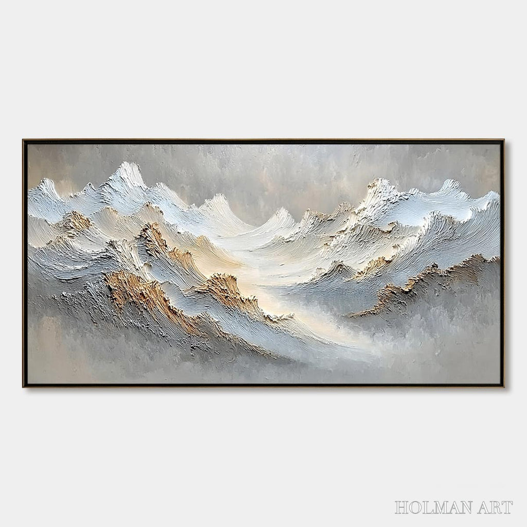 HOLMAN ART Whispers of the Peak – Large Textured Wabi Sabi Abstract Mountain Painting - image 1