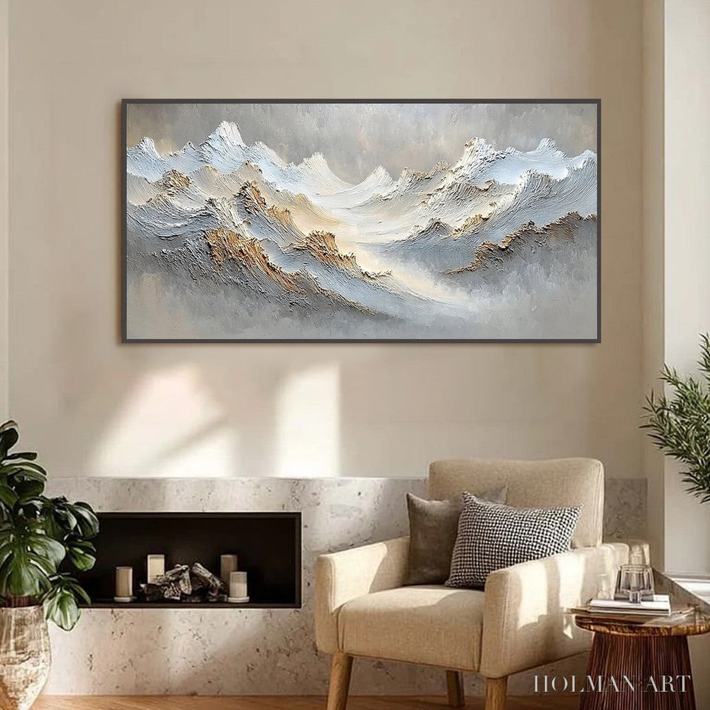 HOLMAN ART Whispers of the Peak – Large Textured Wabi Sabi Abstract Mountain Painting - image 2