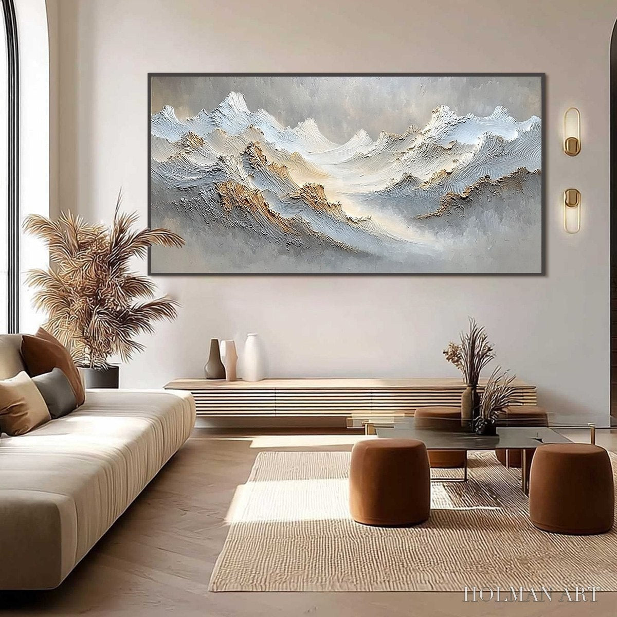 HOLMAN ART Whispers of the Peak – Large Textured Wabi Sabi Abstract Mountain Painting - image 6