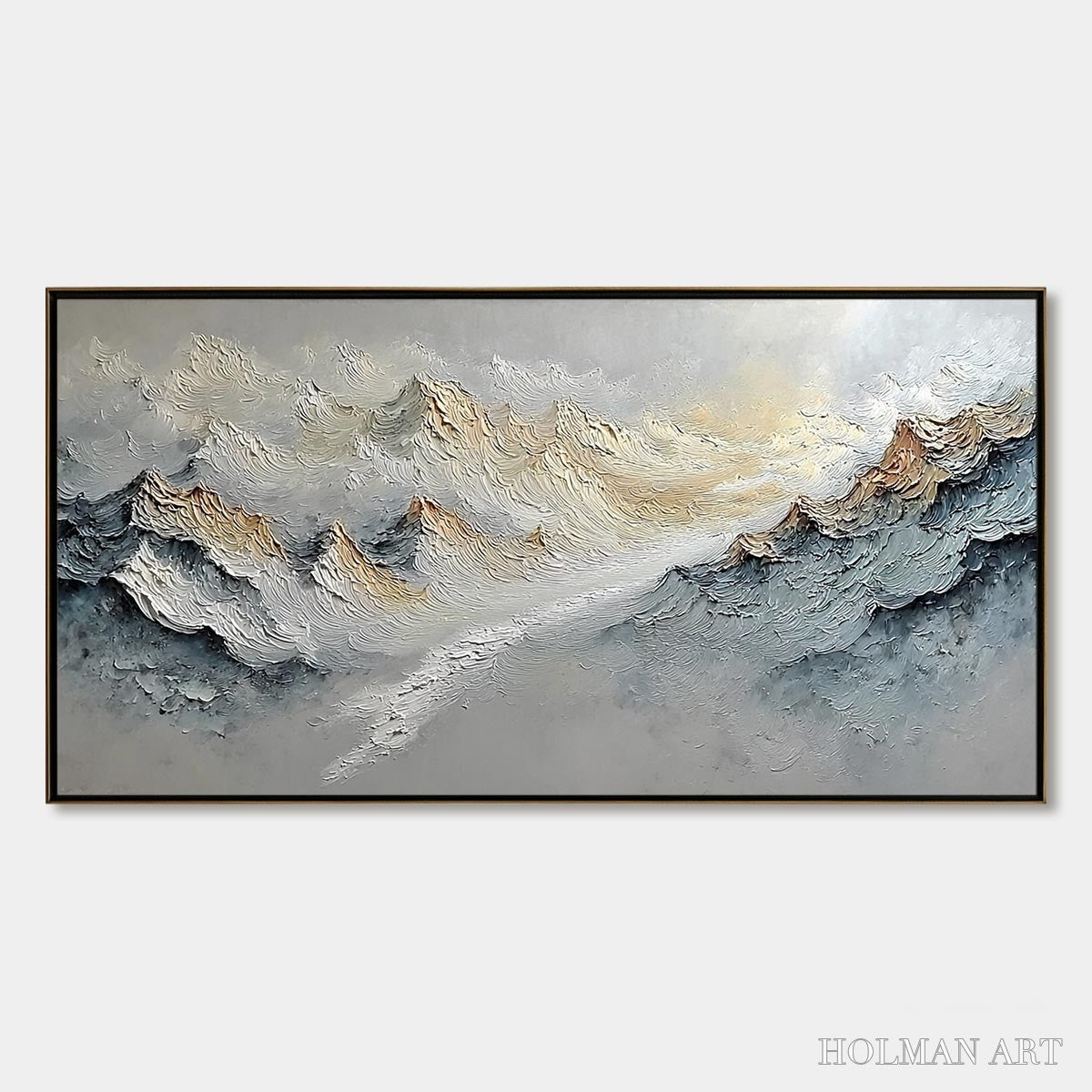 HOLMAN ART Summit'S Whisper – Textured Wabi Sabi Abstract Mountain Landscape Painting - image 1