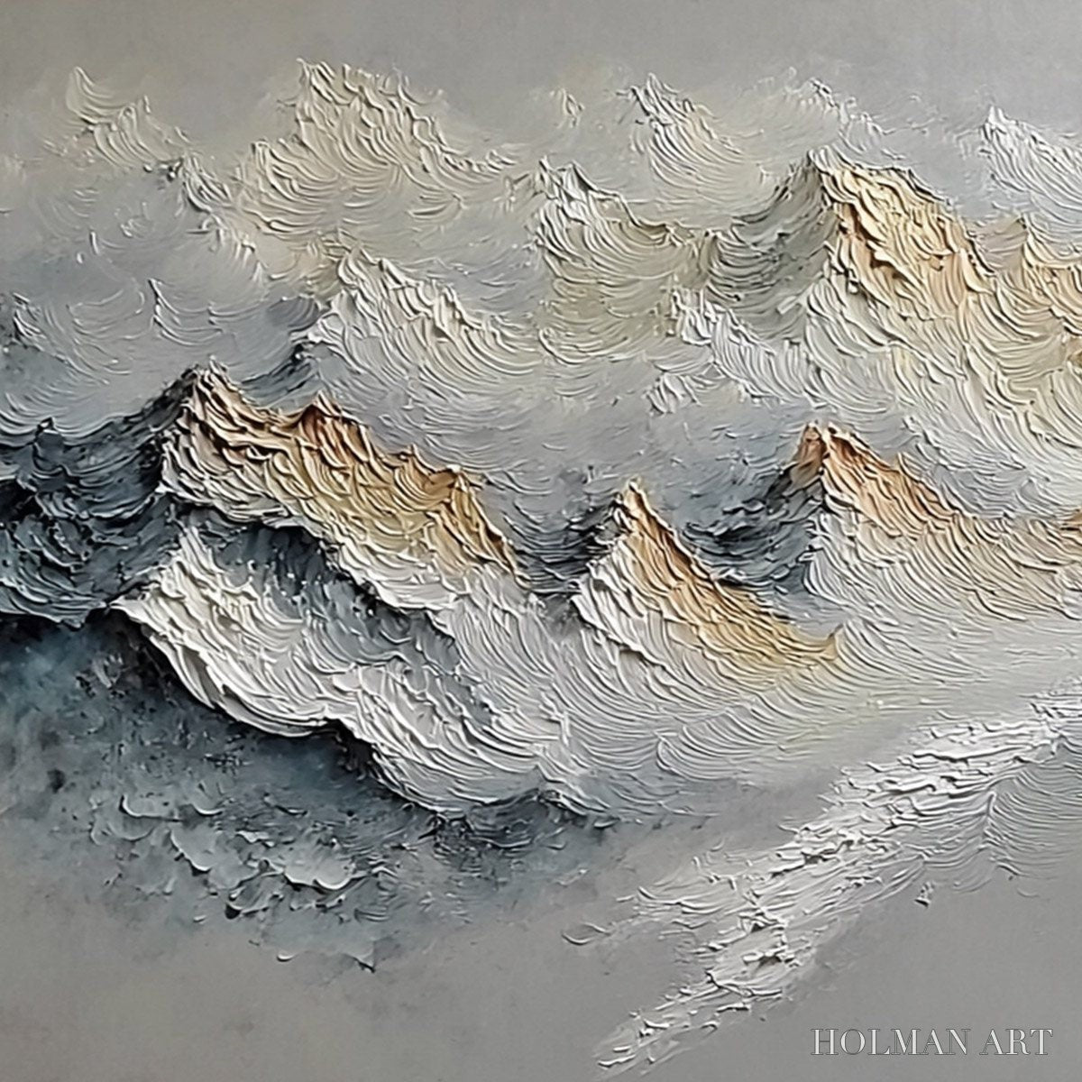 HOLMAN ART Summit'S Whisper – Textured Wabi Sabi Abstract Mountain Landscape Painting - image 3