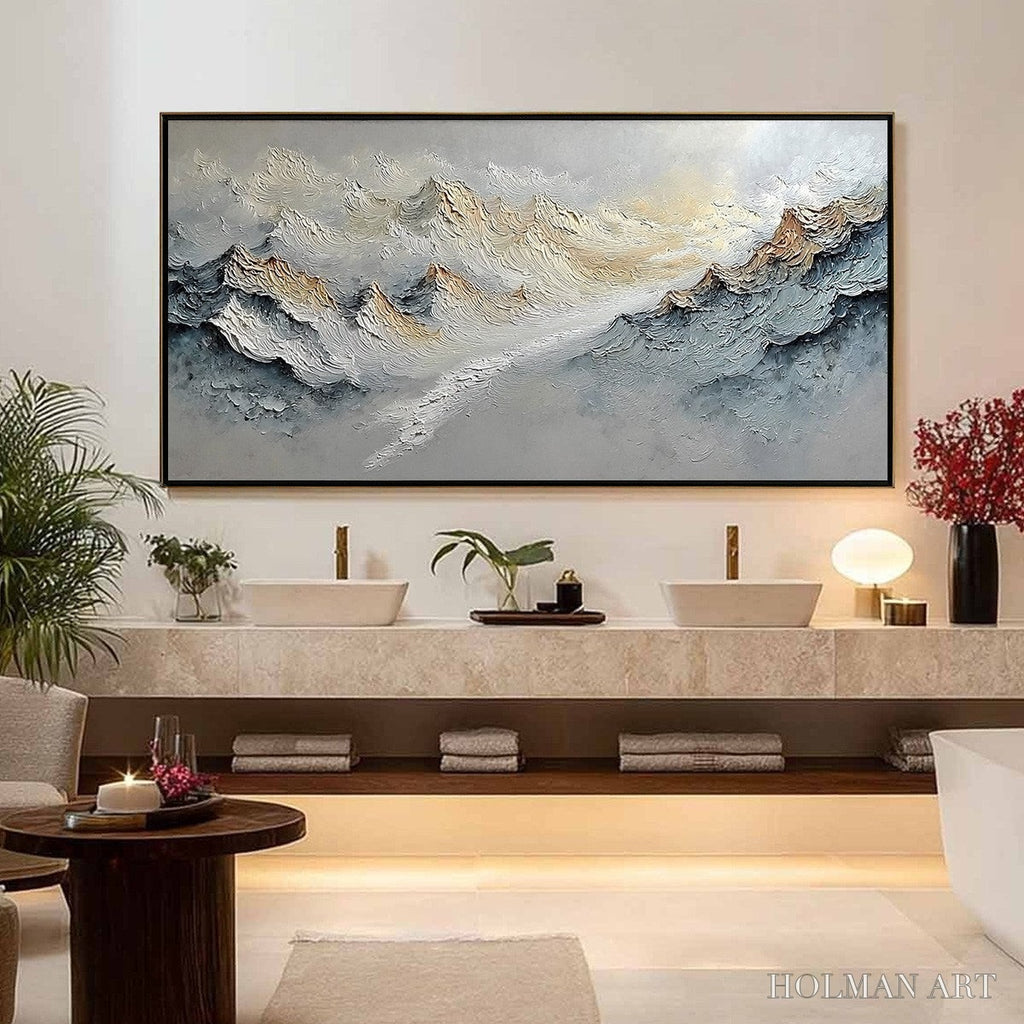 HOLMAN ART Summit'S Whisper – Textured Wabi Sabi Abstract Mountain Landscape Painting - image 4