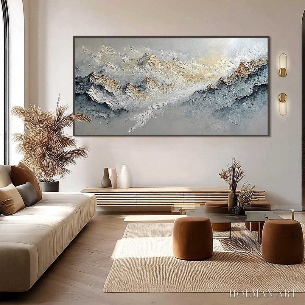 HOLMAN ART Summit'S Whisper – Textured Wabi Sabi Abstract Mountain Landscape Painting - image 6