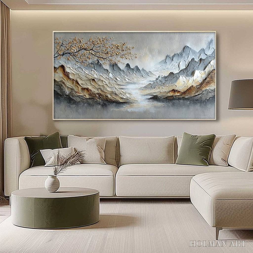 HOLMAN ART Golden Serenity – Textured Impasto Mountain Valley Landscape Painting - image 4