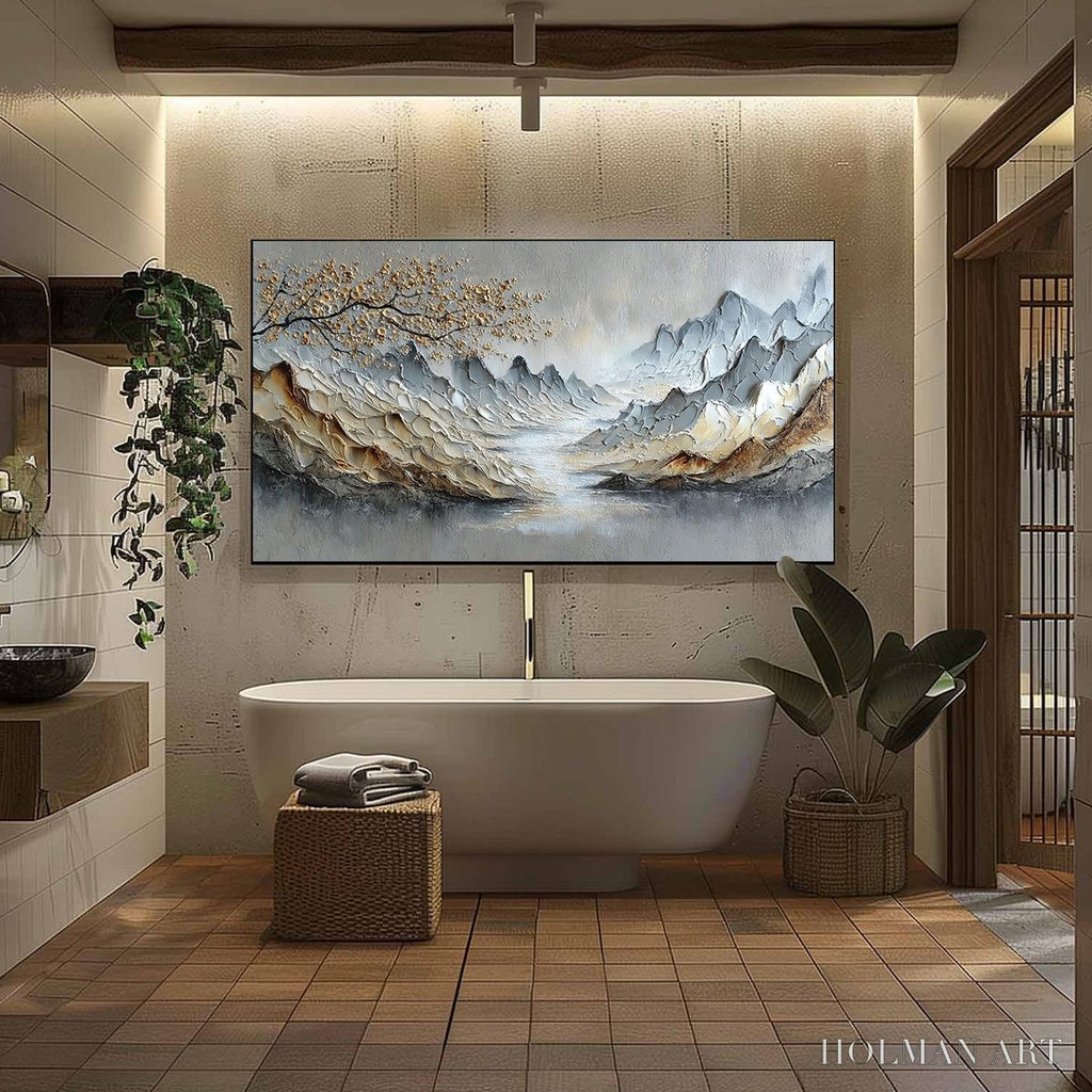 HOLMAN ART Golden Serenity – Textured Impasto Mountain Valley Landscape Painting - image 6