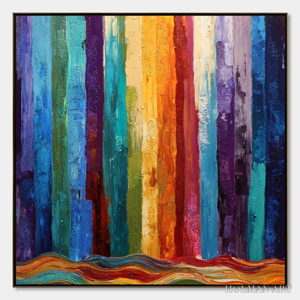HOLMAN ART Chromatic Cascade – Large Colorful Abstract Impasto Oil Painting - image 1