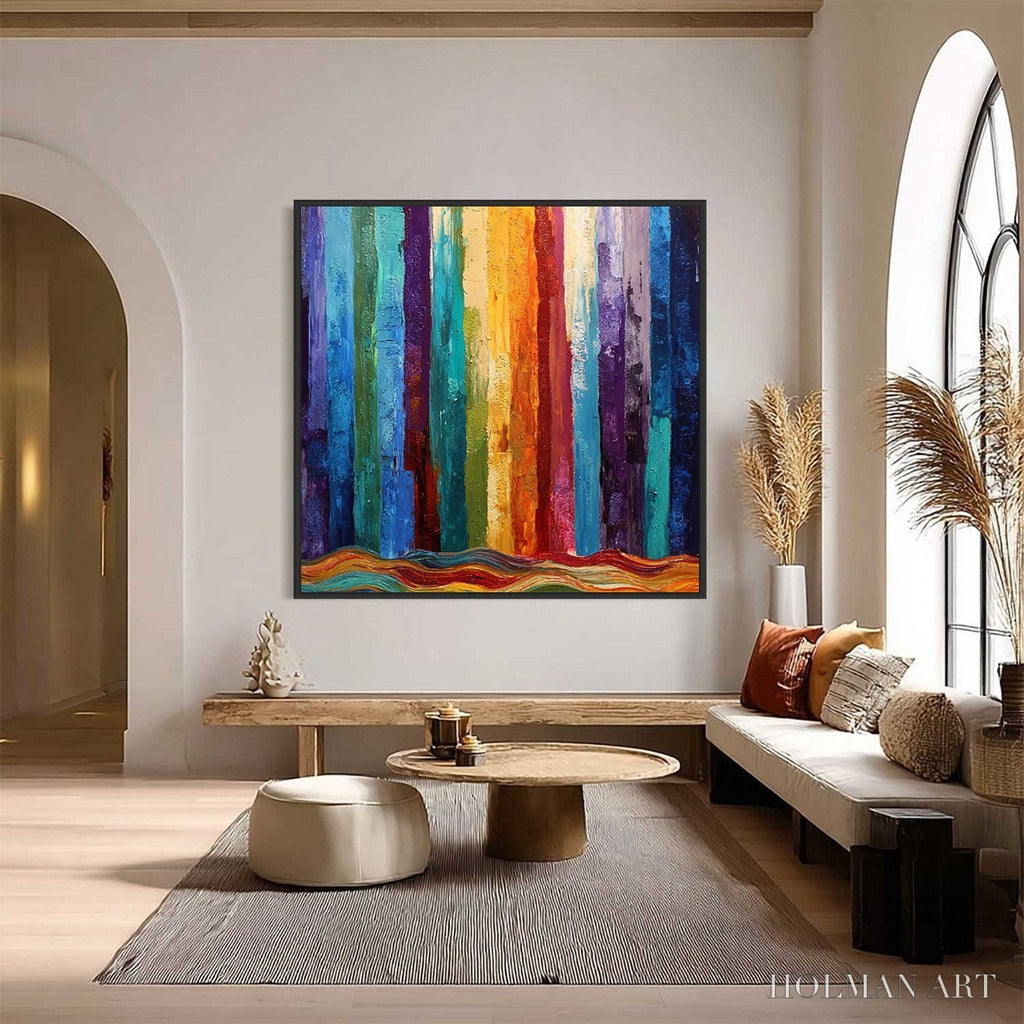 HOLMAN ART Chromatic Cascade – Large Colorful Abstract Impasto Oil Painting - image 2