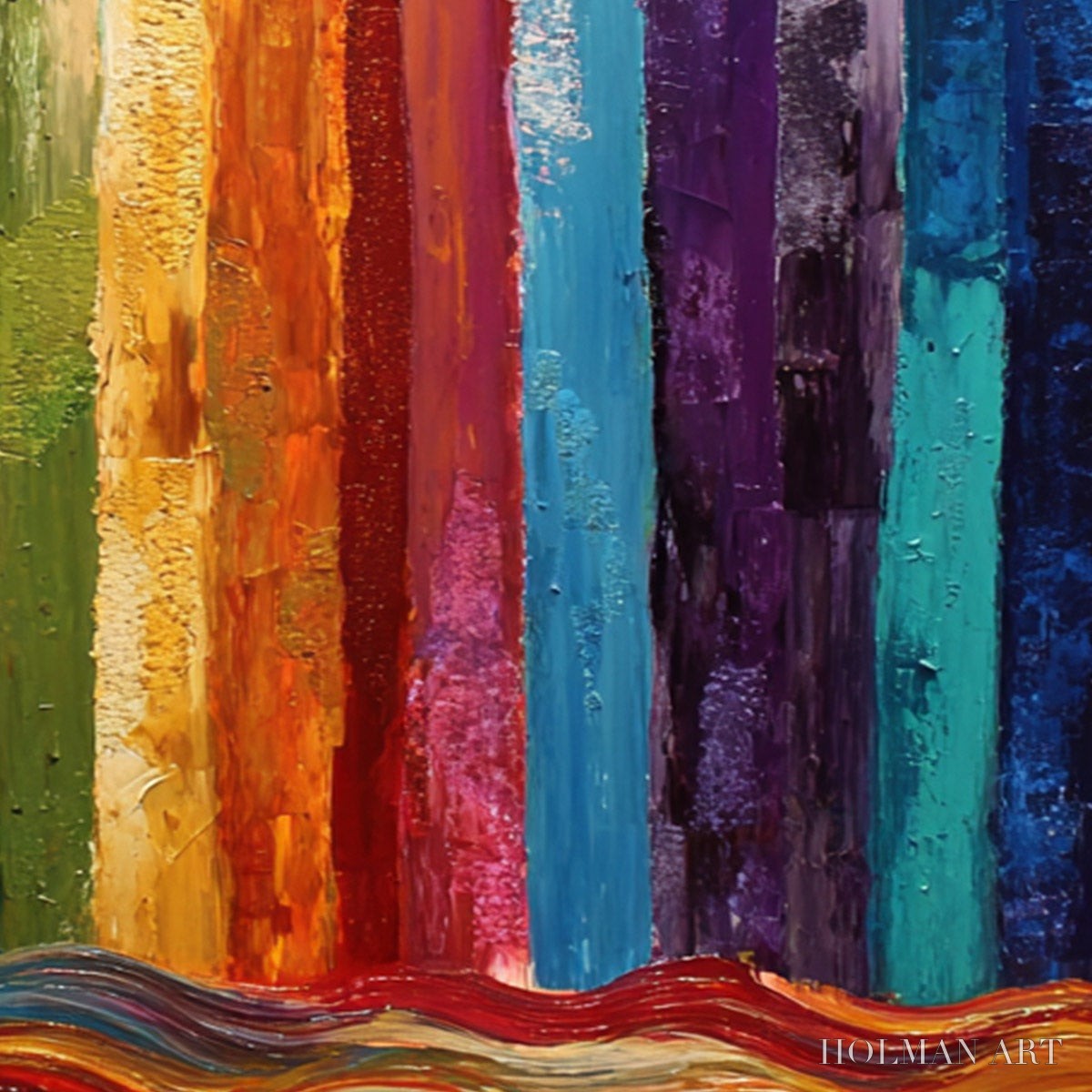 HOLMAN ART Chromatic Cascade – Large Colorful Abstract Impasto Oil Painting - image 3