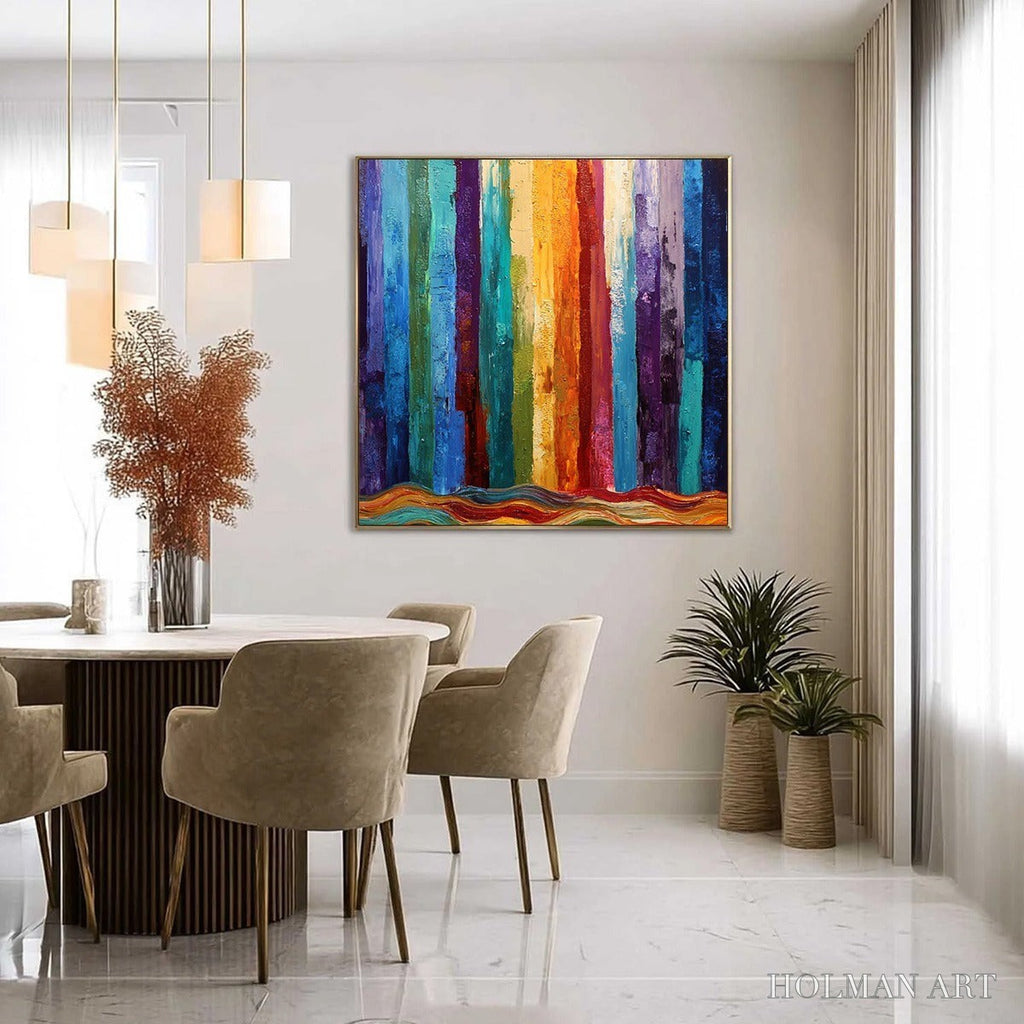HOLMAN ART Chromatic Cascade – Large Colorful Abstract Impasto Oil Painting - image 4