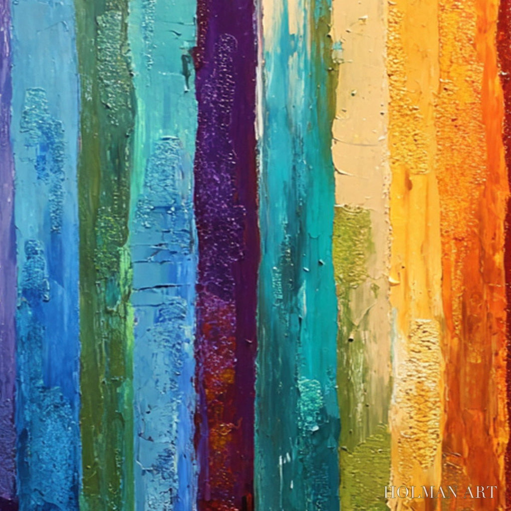 HOLMAN ART Chromatic Cascade – Large Colorful Abstract Impasto Oil Painting - image 5