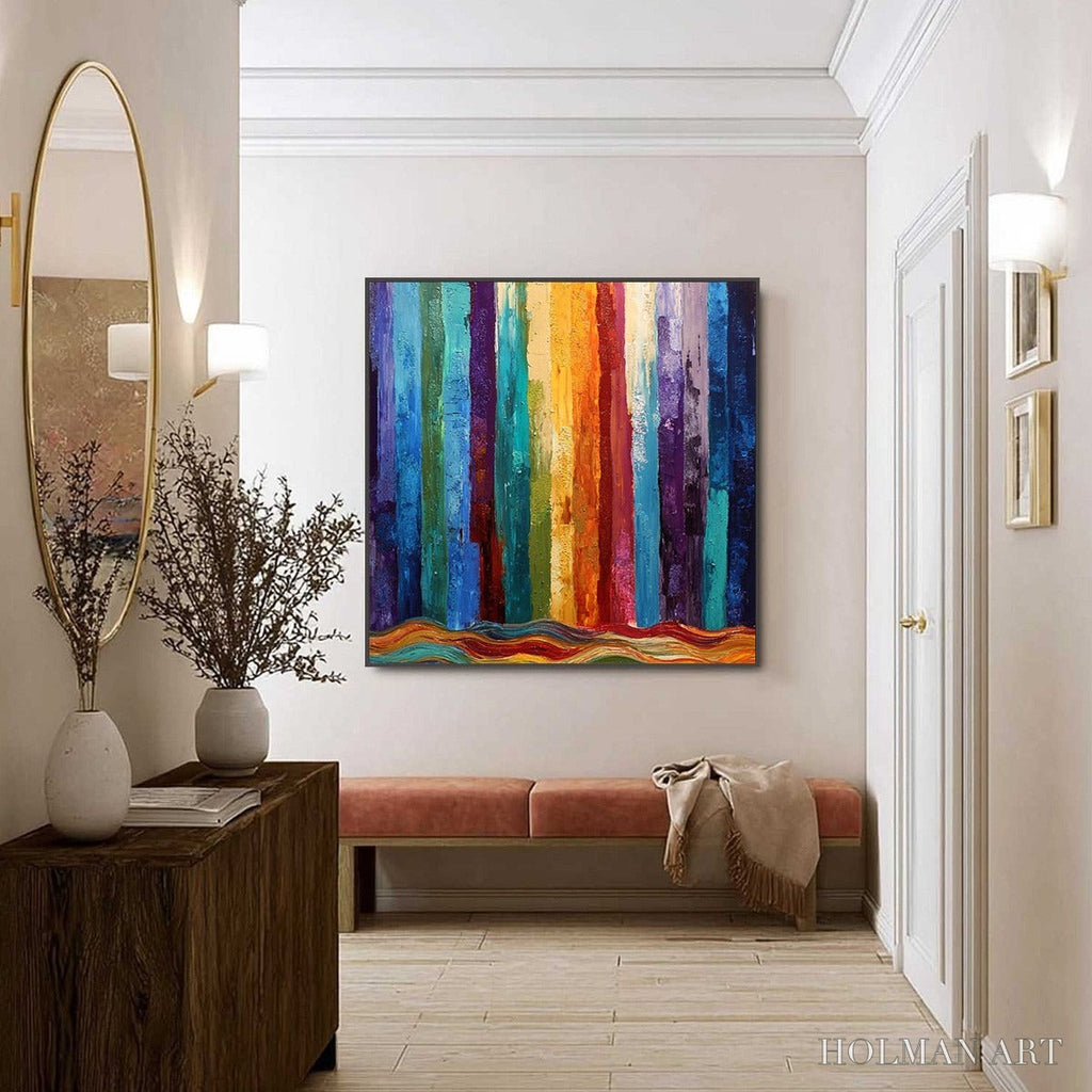 HOLMAN ART Chromatic Cascade – Large Colorful Abstract Impasto Oil Painting - image 6