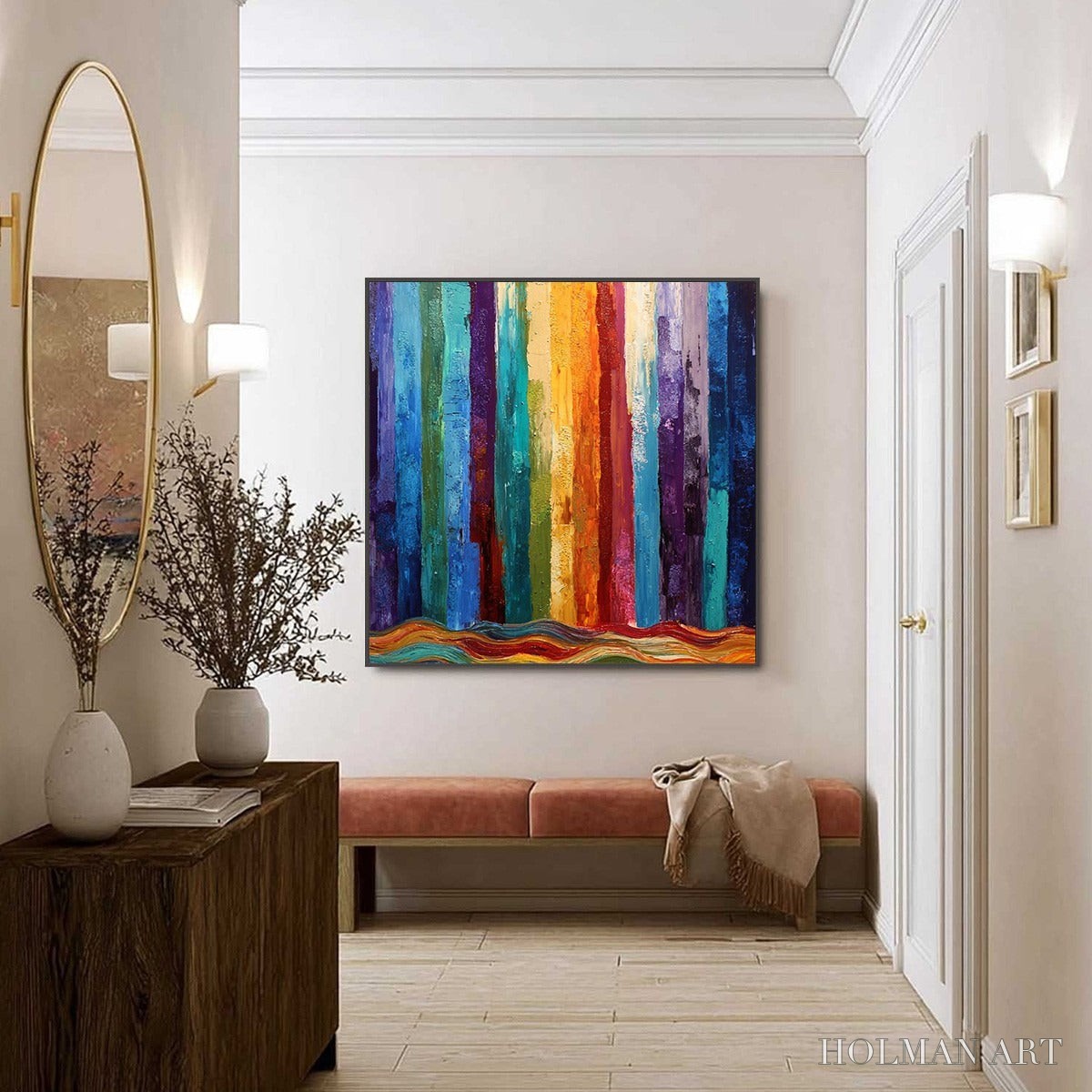 HOLMAN ART Chromatic Cascade – Large Colorful Abstract Impasto Oil Painting - image 6