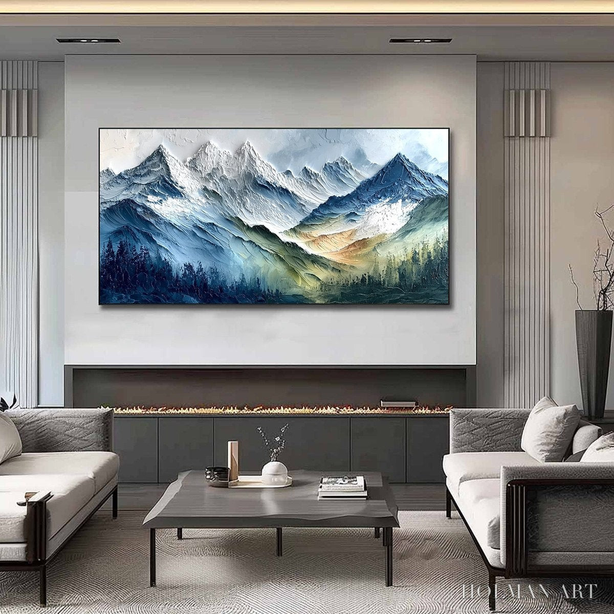 HOLMAN ART Alpine Majesty – Textured Impasto Mountain Range Landscape Painting - image 2