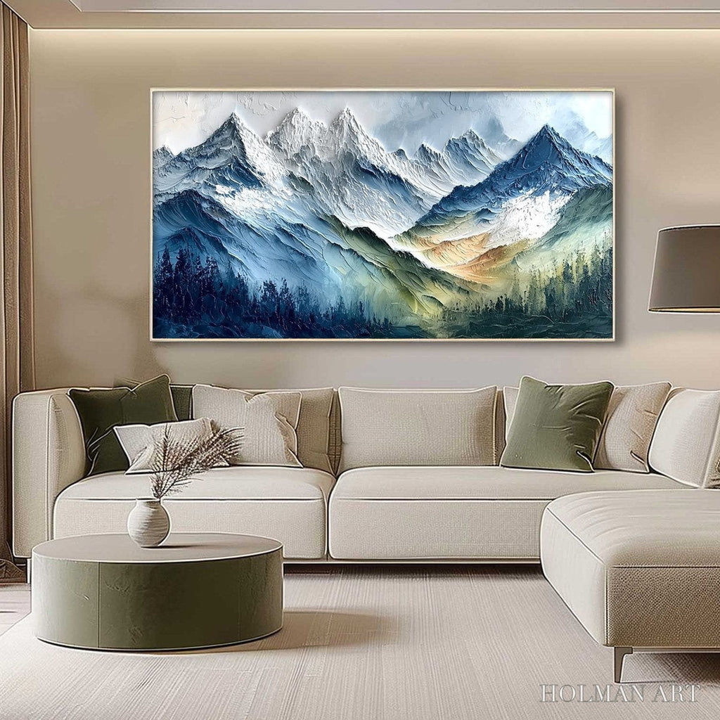 HOLMAN ART Alpine Majesty – Textured Impasto Mountain Range Landscape Painting - image 4