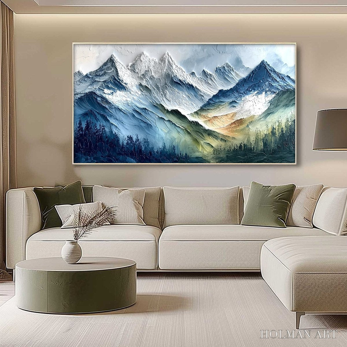 HOLMAN ART Alpine Majesty – Textured Impasto Mountain Range Landscape Painting - image 4
