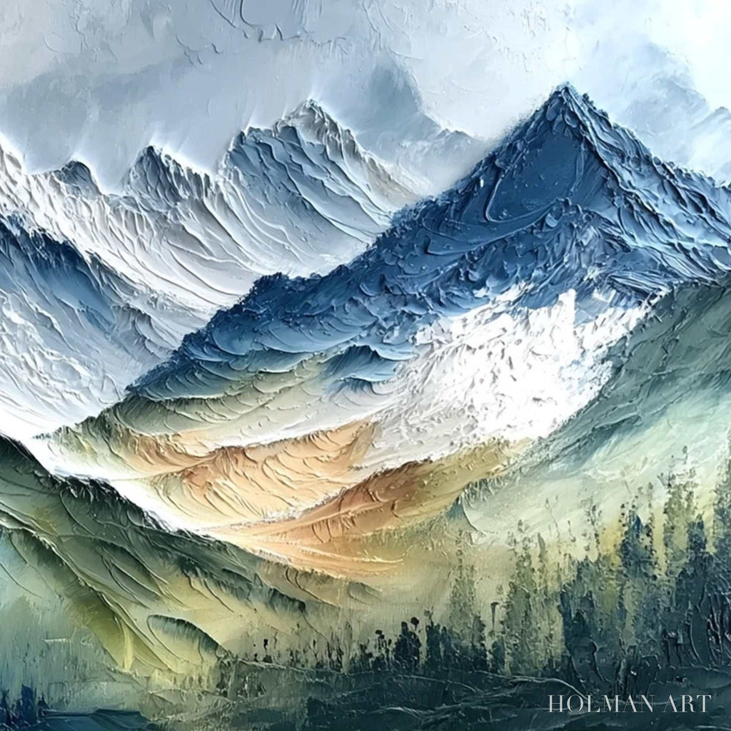 HOLMAN ART Alpine Majesty – Textured Impasto Mountain Range Landscape Painting - image 5