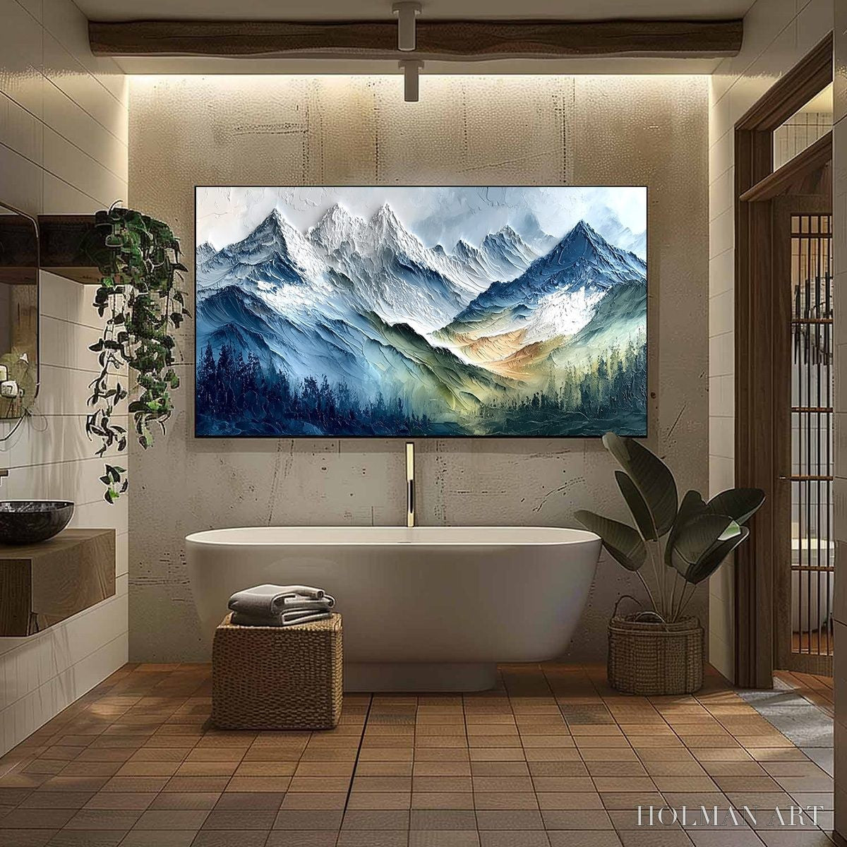 HOLMAN ART Alpine Majesty – Textured Impasto Mountain Range Landscape Painting - image 6