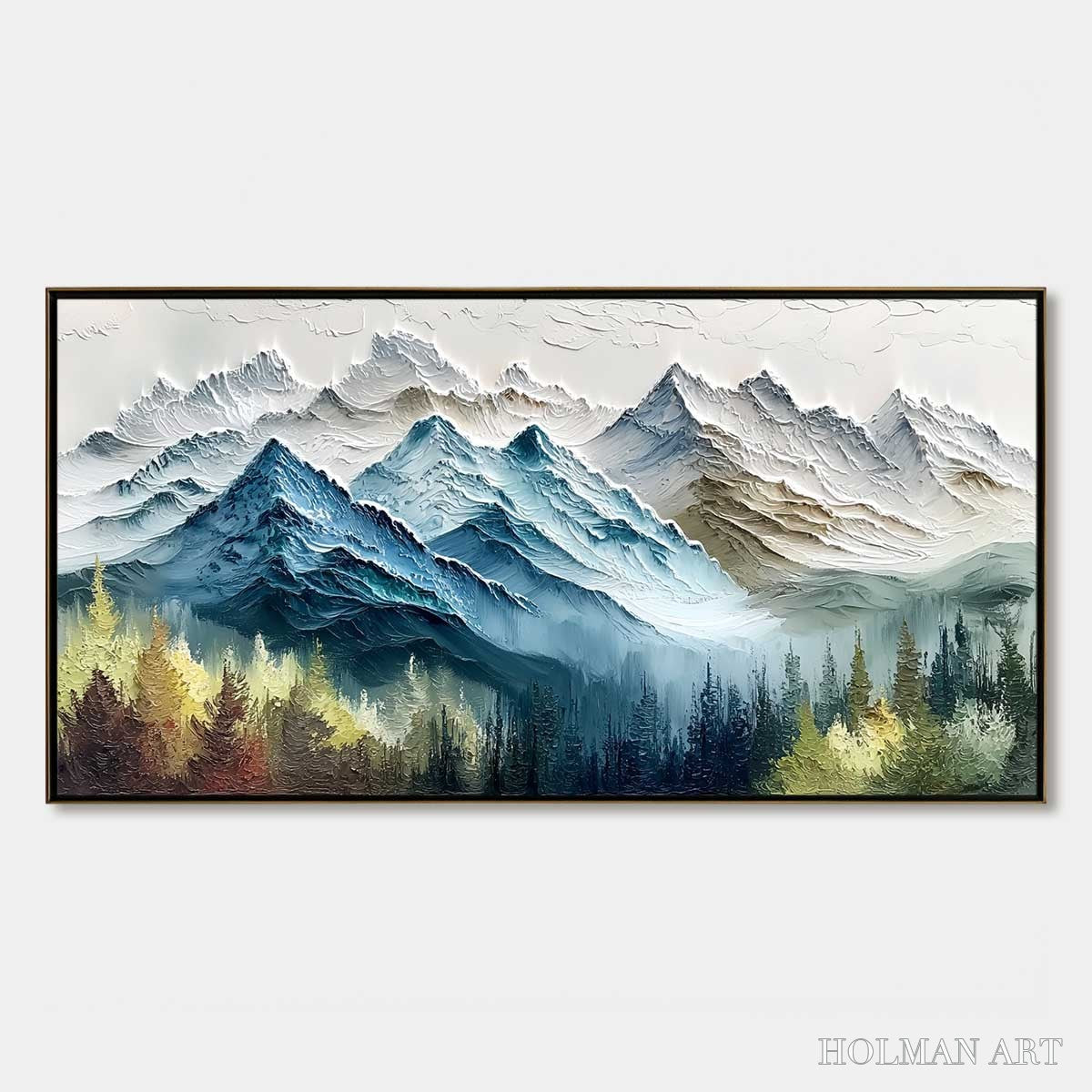 HOLMAN ART Alpine Majesty – Textured Mountain and Forest Landscape Painting - image 1