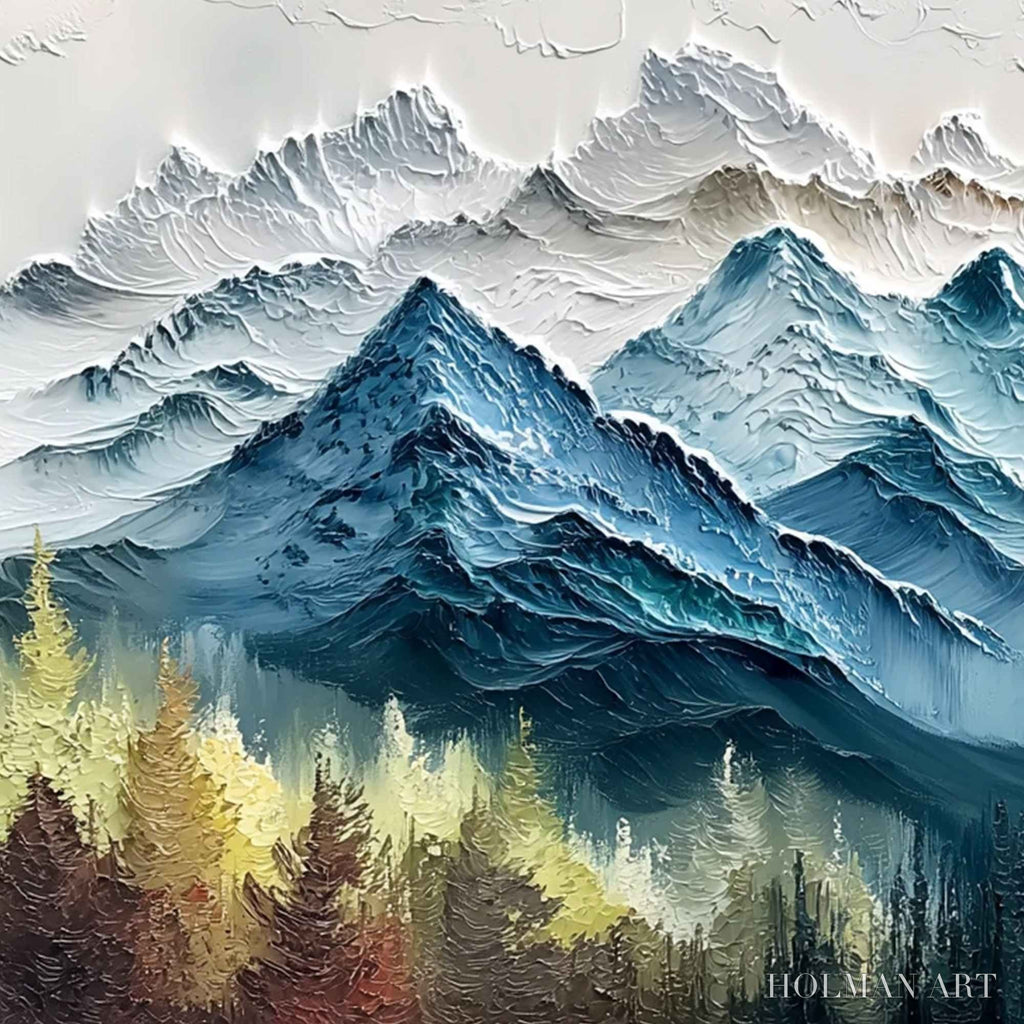 HOLMAN ART Alpine Majesty – Textured Mountain and Forest Landscape Painting - image 3
