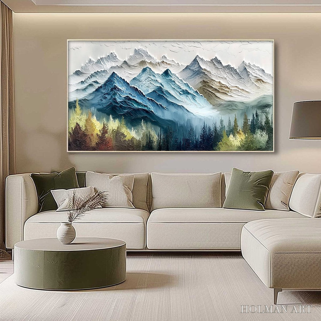 HOLMAN ART Alpine Majesty – Textured Mountain and Forest Landscape Painting - image 4