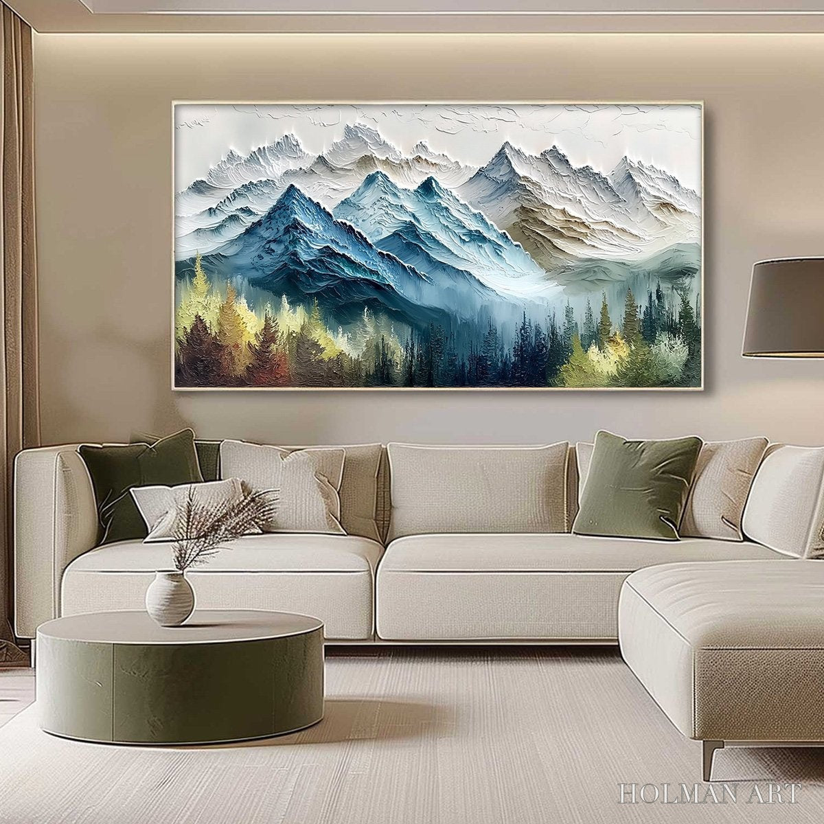 HOLMAN ART Alpine Majesty – Textured Mountain and Forest Landscape Painting - image 4