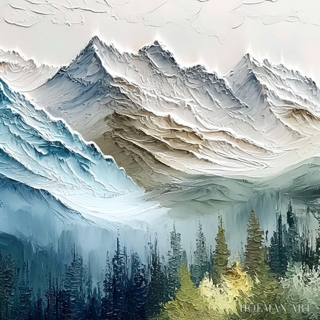 HOLMAN ART Alpine Majesty – Textured Mountain and Forest Landscape Painting - image 5