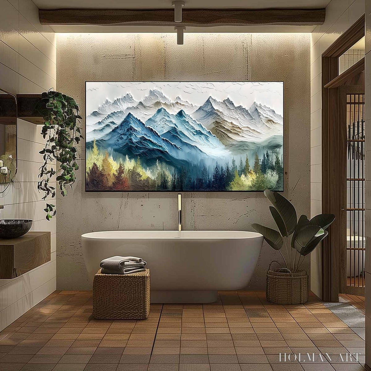 HOLMAN ART Alpine Majesty – Textured Mountain and Forest Landscape Painting - image 6