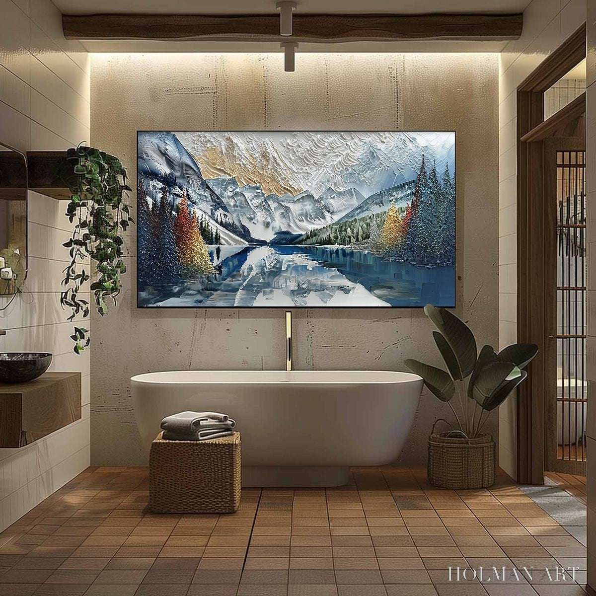 HOLMAN ART Alpine Glow – Textured Mountain Lake Impasto Landscape Painting - image 6